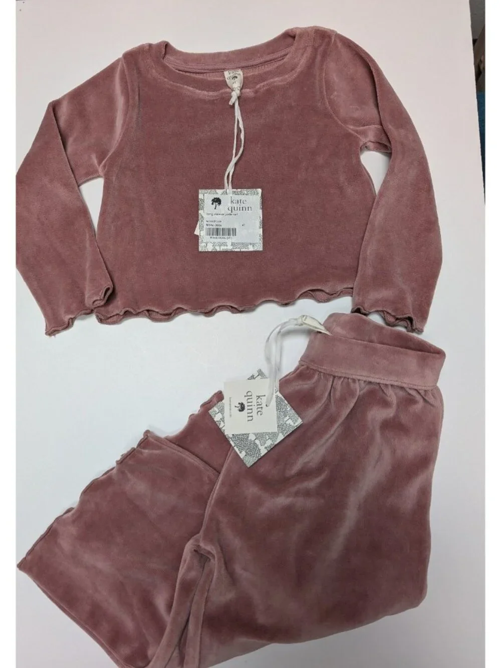Kate Quinn Woodrose Pink Velour Long Sleeve Jade Set Girls 4T Harvest